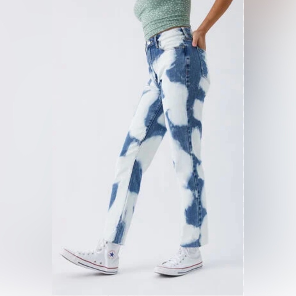 PacSun Acid Wash Mom Jeans, High Rise, Frayed Hem, Size 26, Retro 90s Y2K Grunge